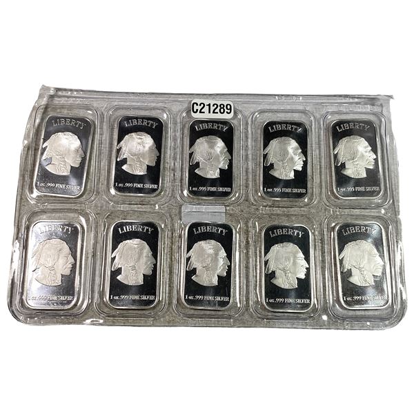10 Buffalo 1 oz Silver Bars