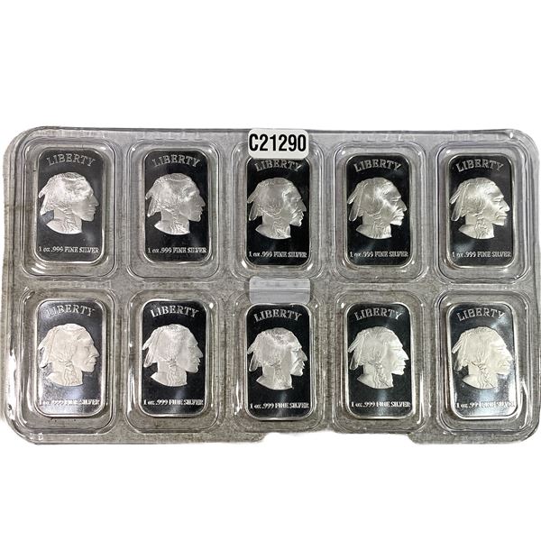 10 Buffalo 1 oz Silver Bars