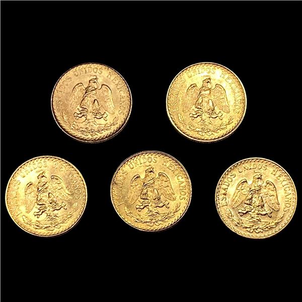 [5 Coins] 1945 Mexico 2 Pesos Gold