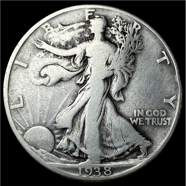1938-D Silver Walking Liberty Half Dollar  LIGHTLY CIRCULATED