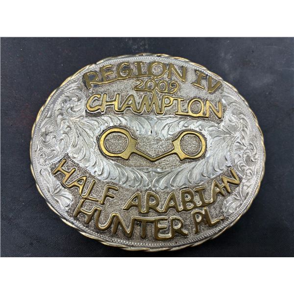 2009 Rodeo belt buckle, sterling overlay