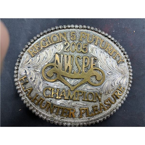 2005 Rodeo belt buckle with sterling overlay