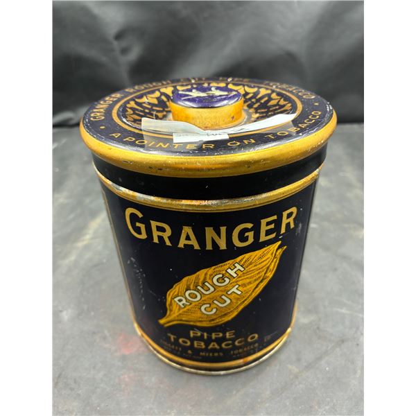 Vintage 1930s Granger pipe tobacco  tin with humador lid beautiful graphics 6"