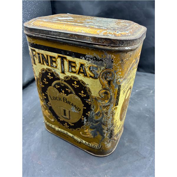 Rare early 1900s fully  Lock and lason Brand fine tea tin, winnipeg 9" tall