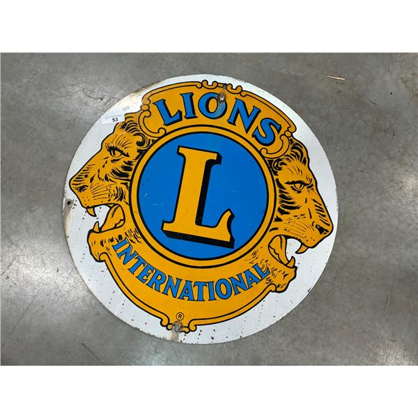Vintage metal Lions International sign 29" dia