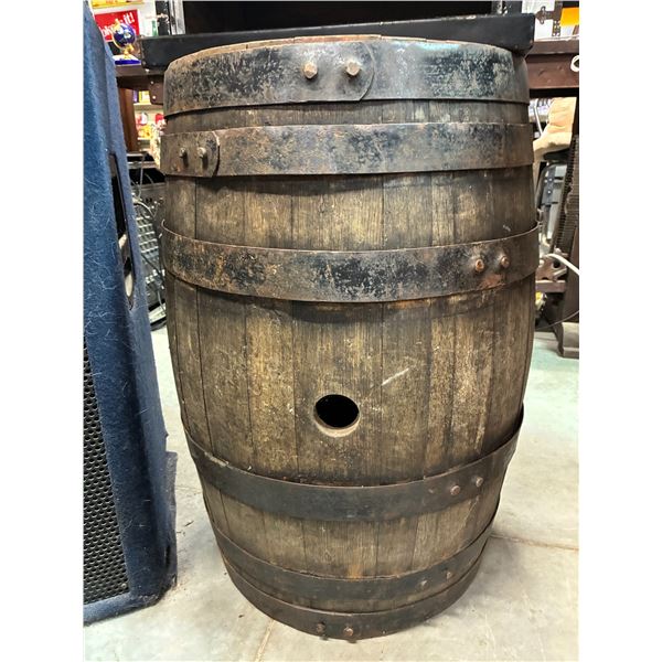 Vintage wooden whisky barrel 29" tall