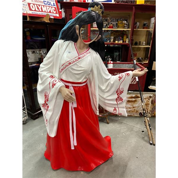 Vintage Japanese woman carnival picture opp statue 65" tall