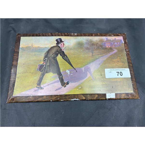 1915 Dr Stork tin name-that-picture contest for 250.00 in gold, St Louis Mo, RARE 18"x13"
