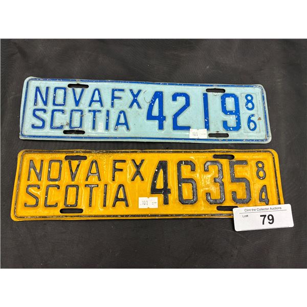 2 vintage Nova Scotia alternat plates (municipal?) 86 & 84