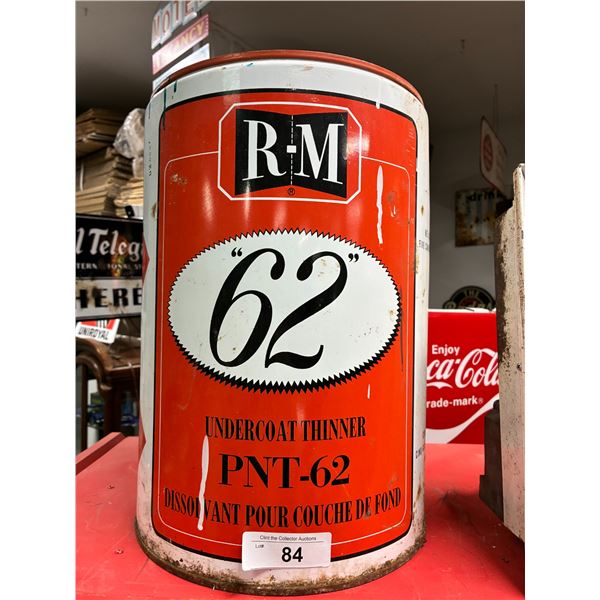 Vintage RM 62 5 gallon tin nice graphics