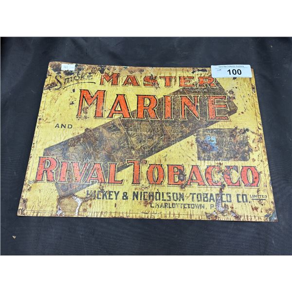 Vintage Master Marine Rival Tobacco 1920s tintacker 14"x9.5"