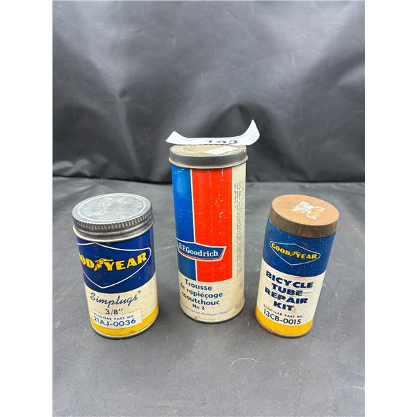 3 vintage tire/tube repair kits, Goodyear, BF Goodrich