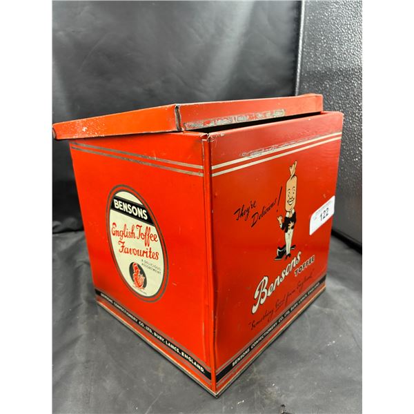 Vintage Benson's Toffee tin 9.5" tall