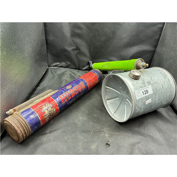 Vintage tin bug sprayer plus Hudson Admiral Duster bug sprayer