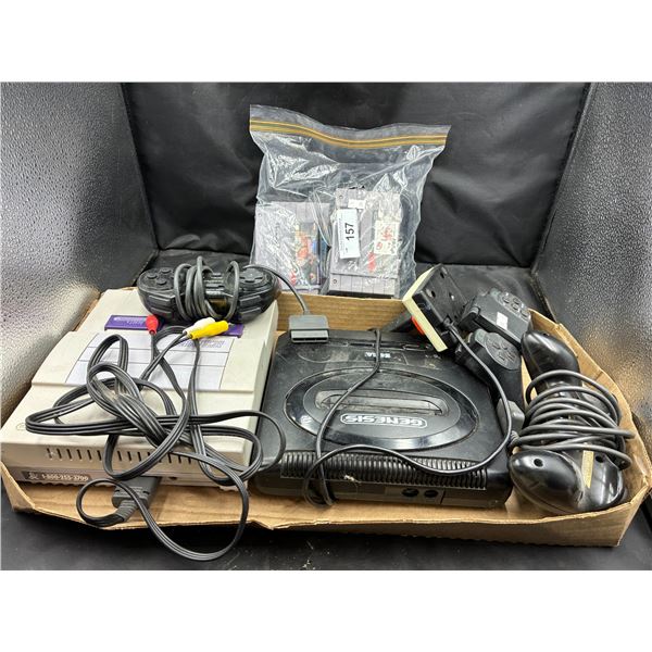 2 vintage game consoles with controllers & games