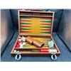 Image 1 : Vintage backgammon game in leather case