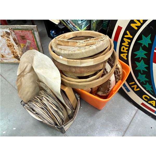Large collection of vintage indigenous drums plus numerous pieces