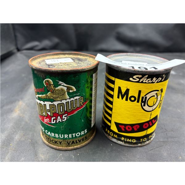 2 vintage oil tins 3"