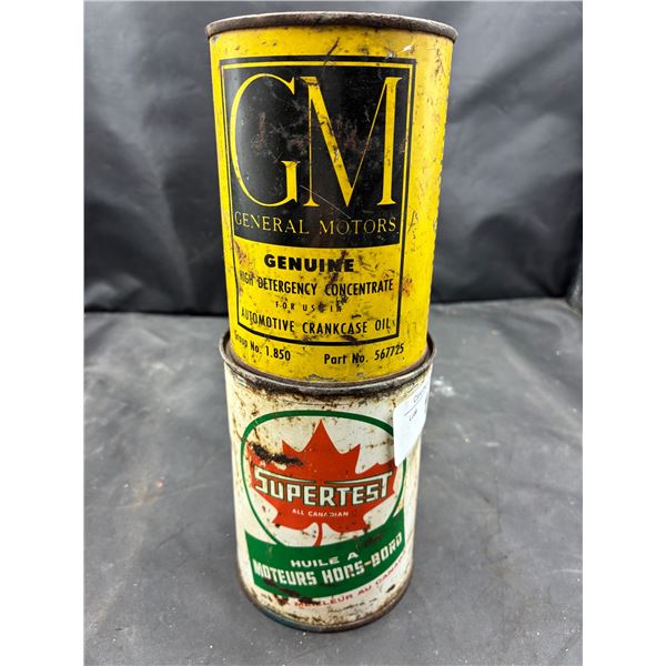 2 vintage oil tins, GM & Supertest