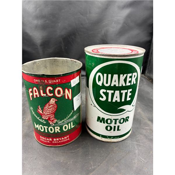 2 vintage oil tins