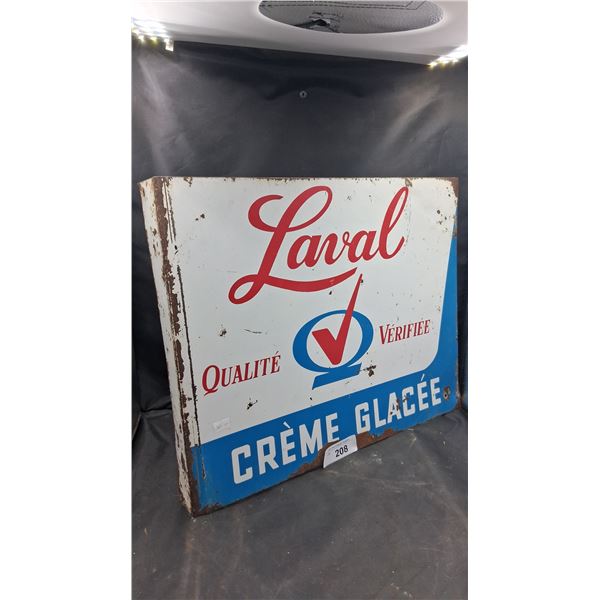 Vintage Laval Ice Cream metal flange sign 20"x17"