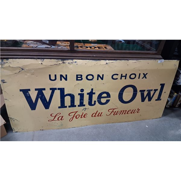 Vintage metal White Owl sign 70"x30"