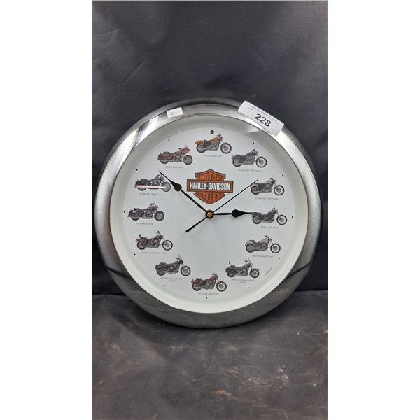 Vintage Harley-Davidson clock, 13" works, makes Harley noises