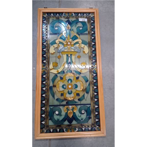 Gorgeous framed stained glass window 40"x20"