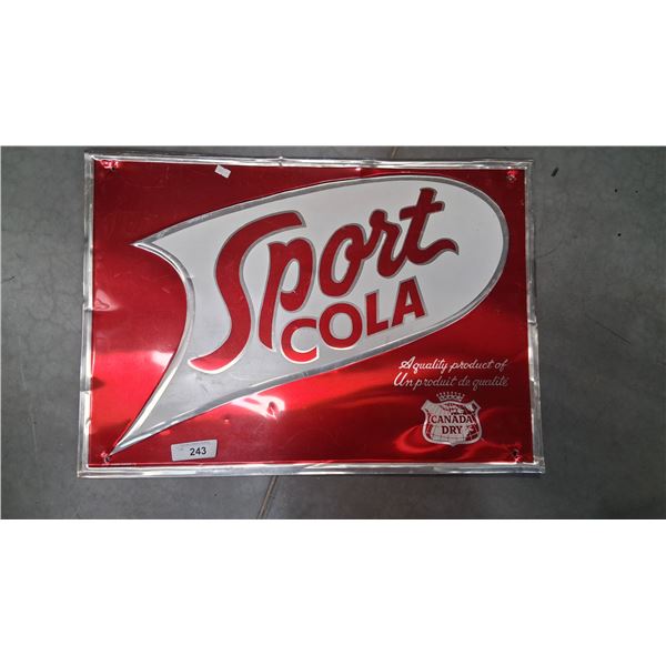 Vintage metal Sport Cola Canada Dry sign 27"x20"
