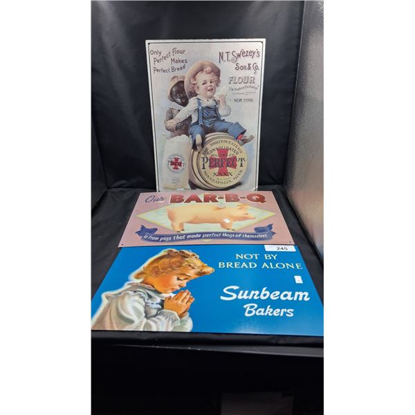 3 tin signs
