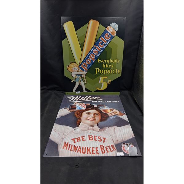 2 tin signs