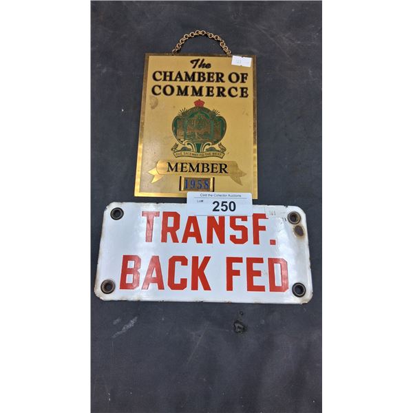 2 vintage plaques, porcelain one is 8"x4"