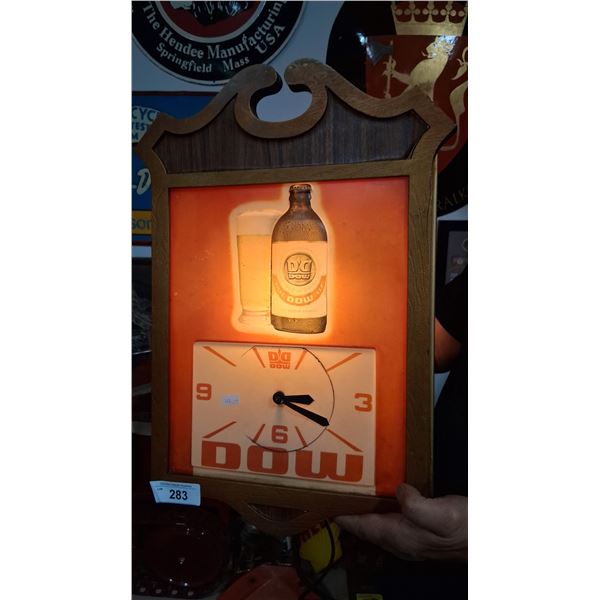Vintage Dow light up advertisement clock 21"x13"