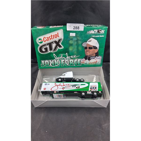 Vintage 1:64 scale John Force die cast hauler by Castrol