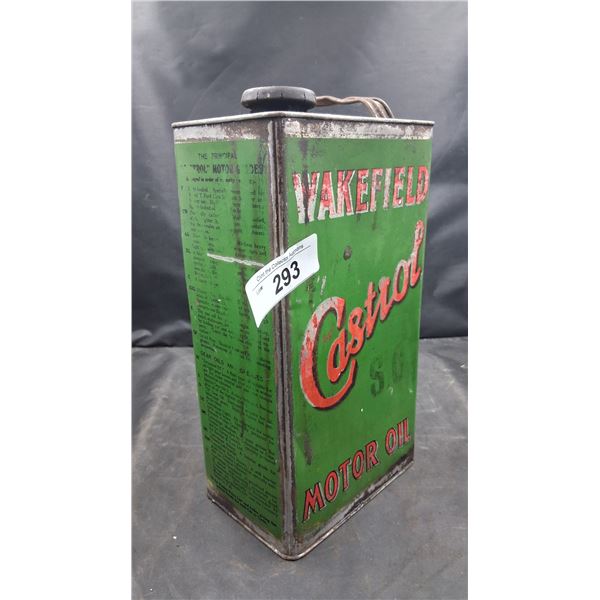 Vintage Wakefield Castrol motor oil 1 galon tin full