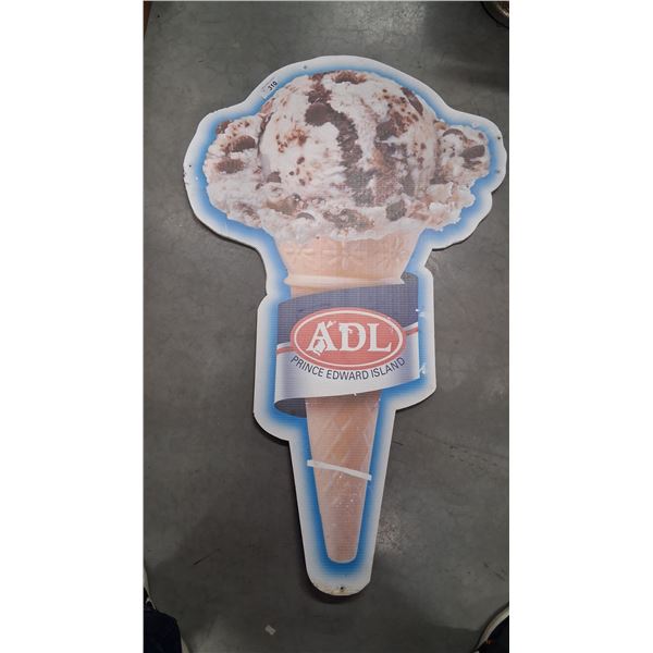 Vintage ice cream cone on sign board 47"x26"