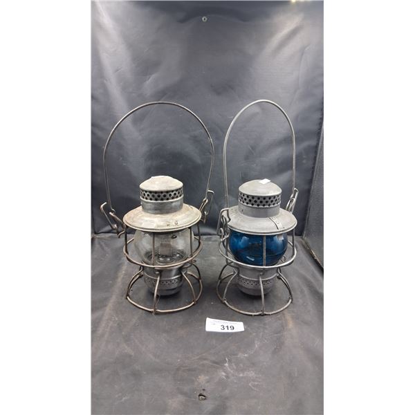 2 vintage kerosene lamps