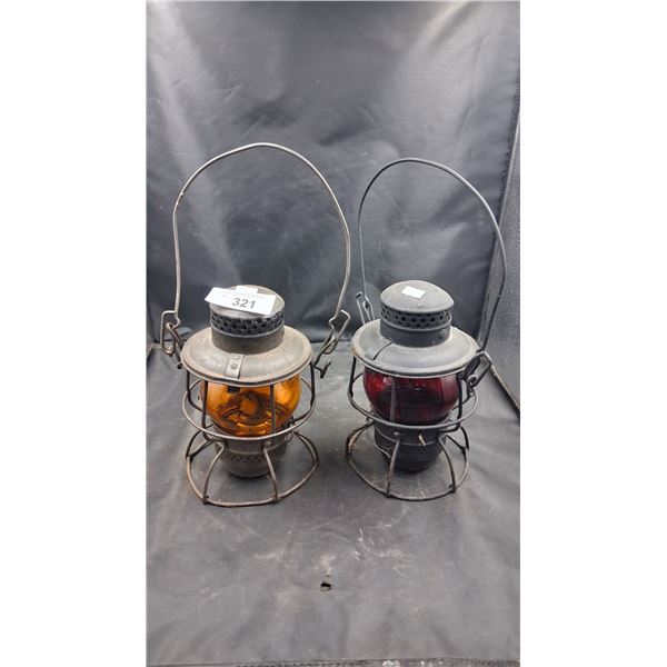 2 vintage kerosene lamps