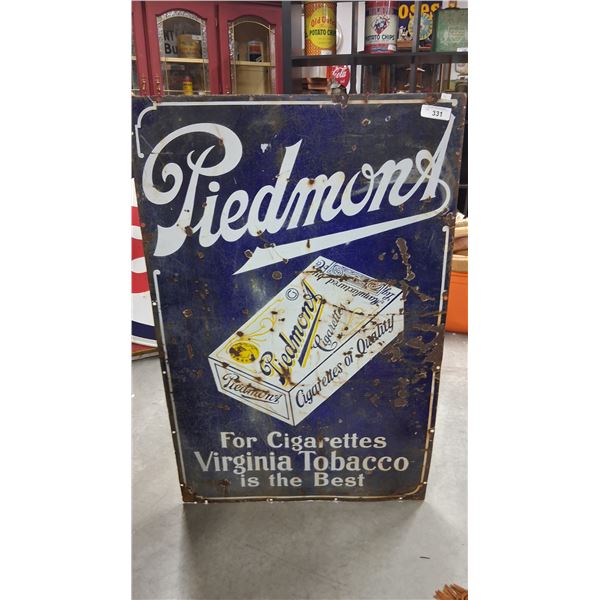 Antique porcelain Piedmont advertising sign 46"x30" rare