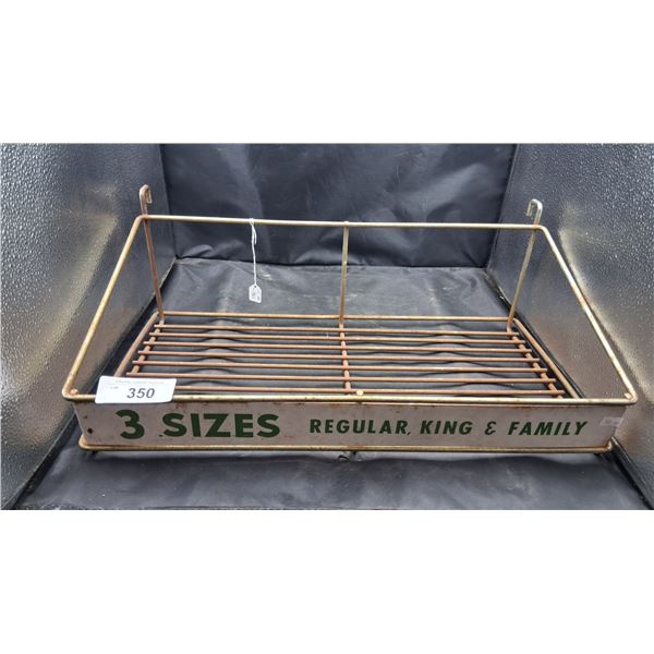Vintage 50s grocery store rack with sign 21"x12"