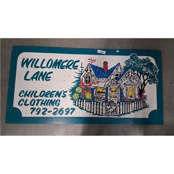 Vintage Willomere Lane wood sign, hand painted 48"x24"