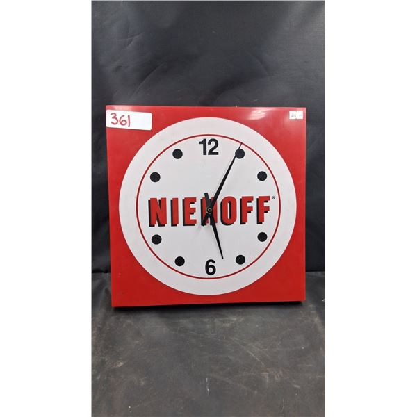 Niehoff car parts delership clock, 12"x12"