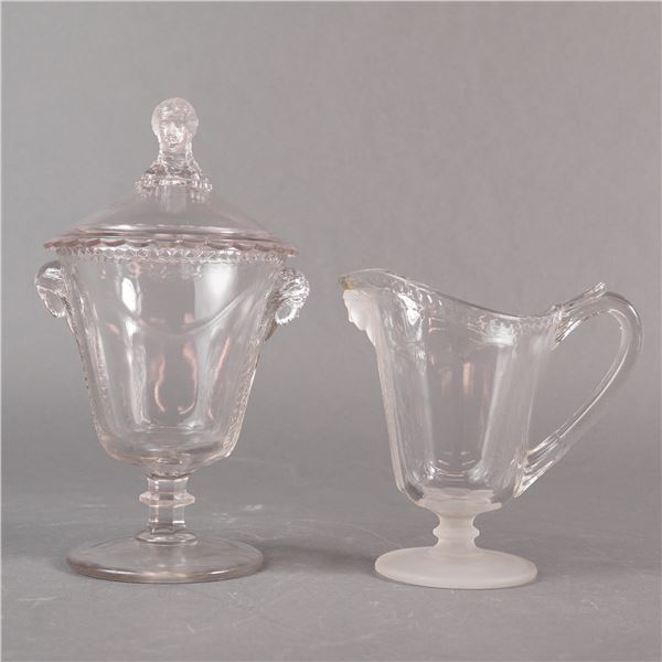 EAPG Covered Sugar Bowl and Creamer Set