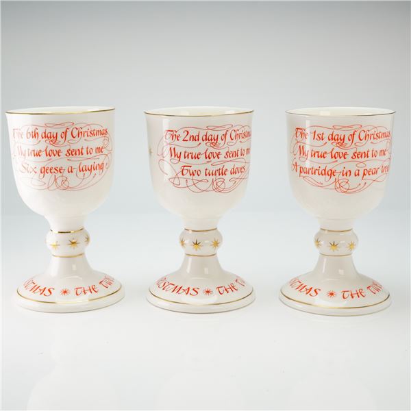 Trio of Royal Doulton The Twelve Days of Christmas Goblets