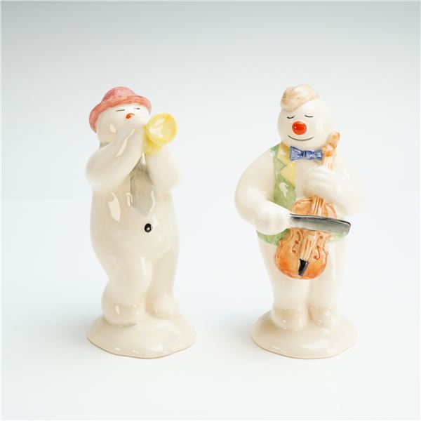 2pc Royal Doulton Snowman Figurines, Trumpeter DS 16 & Cellist DS 17