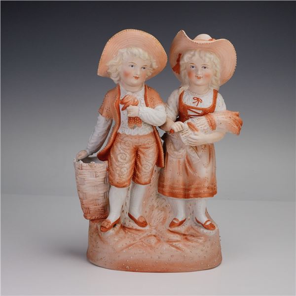 German Porcelain Rural Boy and Girl Figurine