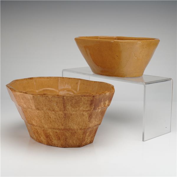A Pair of Yellow Ware Pottery Baking-Jello Molds