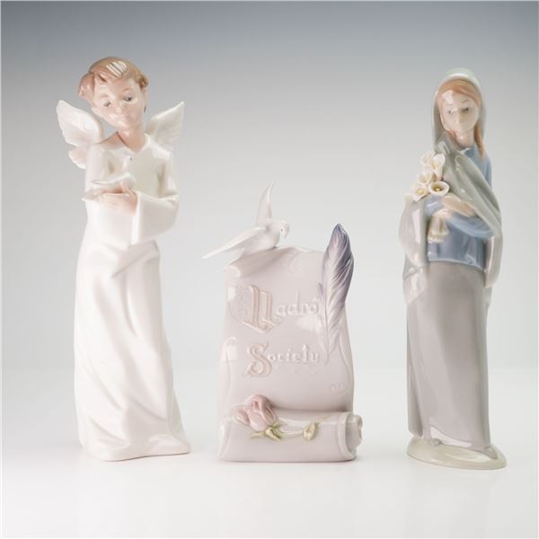 Three Lladro and Nao Spanish Porcelain Figurines and Decorative Item