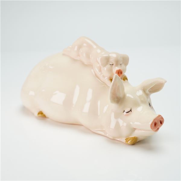 Beswick England Porcelain Mother Sow and Piglet Figurine, Piggyback