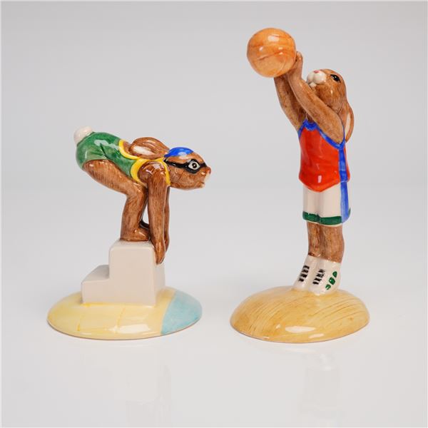A Pair of Royal Doulton Bunnykins Limited Edition Sports Figurines